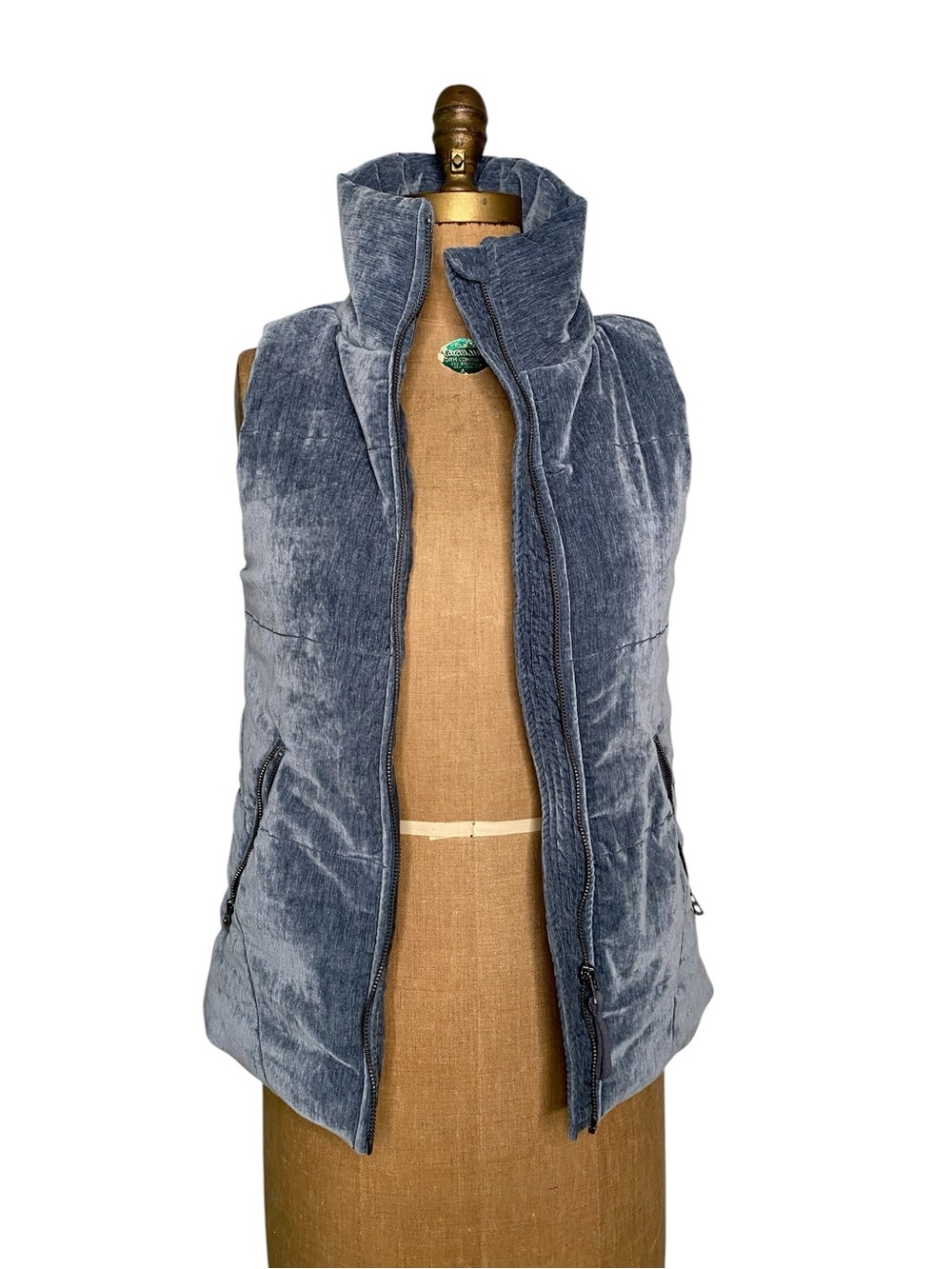 Dylan Steel Blue Velvet Puffer Vest